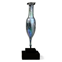 Roman Iridescent Blue Glass Flask