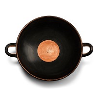 Greek Black-Figure Kylix with Warriors and Sphinxes