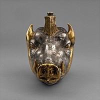 Large Sogdian Silver-Gilt Wild Boar Rhyton