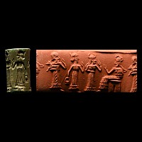 Akkadian Green Jasper Cylinder Seal with Presentation Scene