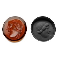 Roman Sard Gemstone with a Maenad Mask