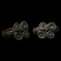 European Bronze Age Ring with Double Scroll Design