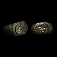 Roman Bronze Ring with Leaping Lion