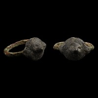 Roman Bronze Ring with Head of Lion