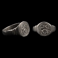 Medieval Silver Ring with Centaur