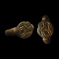 Romano-Celtic Bronze Ring with Standing Lion