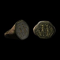Byzantine Bronze Ring with Saints