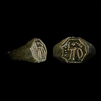 Byzantine Bronze Ring with Warrior Saint