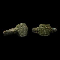 Byzantine Bronze Ring with Saints