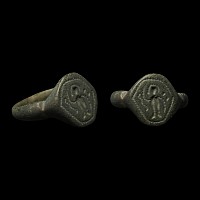 Byzantine Bronze Ring with Warrior Saint