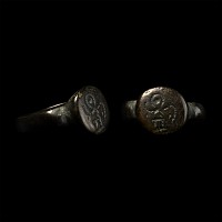 Byzantine Bronze Ring with Warrior Saint