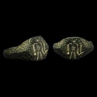Medieval Bronze Ring with Warrior