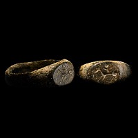 Medieval Bronze Ring with Horseman