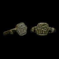 Byzantine Bronze Ring with Warrior Saint