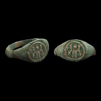 Medieval Bronze Ring with Warrior