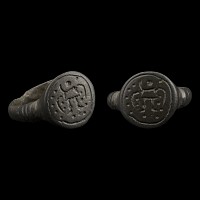 Medieval Bronze Ring with Warrior