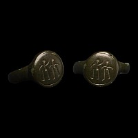 Eastern European Medieval Bronze Ring with Stylised Figures