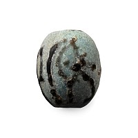 Egyptian Faience Bead with Eye of Horus and Ankh Symbols