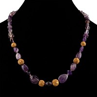 Western Asiatic Amethyst Bead Necklace with Gold Beads