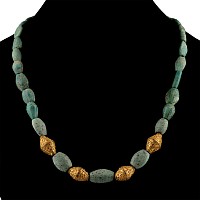Greek Turquoise Bead Necklace with Gold Beads