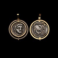 Greek Silver Didrachm of Rhodes in Gold Pendant