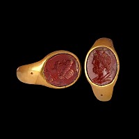 Roman Gold Ring with Bust of the God Serapis