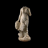 Large Carved Marble Statue of a Headless Maiden Holding a Dove