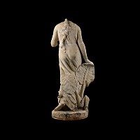 Large Carved Marble Statue of a Headless Maiden Holding a Dove