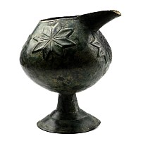 Elamite Bronze Spouted Vessel with Floral Design