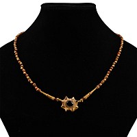 Greek Gold and Carnelian Necklace with Garnet-Set Pendant