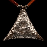 Elamite Carnelian Necklace with Large Silver Triangular Pendant