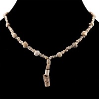 Western Asiatic White and Beige Stone Bead Necklace String
