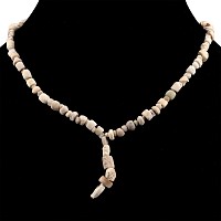 Western Asiatic White and Beige Stone Bead Necklace String