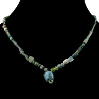 Roman and Other Blue and Green Glass Bead Necklace String