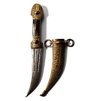 Turkish Iron Dagger with Brass Hilt and Scabbard
