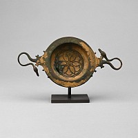 Greek Bronze Wine Strainer with Swan-Head Handles