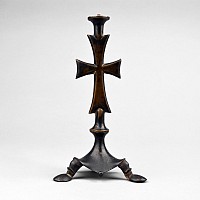 Medieval Bronze Altar Cross on Tripod Base