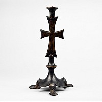 Medieval Bronze Altar Cross on Tripod Base