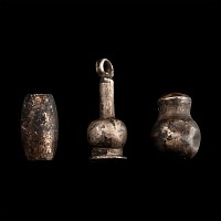 Egyptian Silver Poppy Amulet and Beads