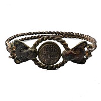 Judean Silver Bracelet with Lion-Head Terminals Holding a Menorah
