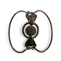 Judean Silver Bracelet with Lion-Head Terminals Holding a Menorah