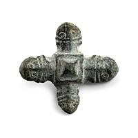Dark Age Bronze Cruciform Human-Headed Stud Decoration