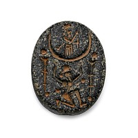Large Western Asiatic Stone Scaraboid with King and Crescent Supports