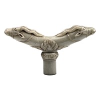 Indian Carved Jade Ibex-Headed Walking Stick Handle