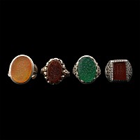 Silver-Coloured Metal Rings with Calligraphic Gems