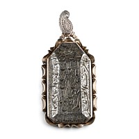 Silver-Coloured Metal Pendant with Rock Crystal Calligraphic Gem