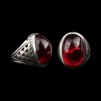 Silver-Coloured Metal Ring with Bead Gem