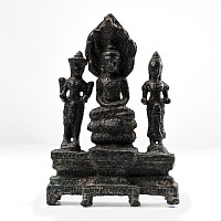 Thai or Cambodian Bronze Seated Buddha with Attendants