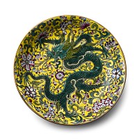 Chinese Glazed Ceramic Dragon Dish