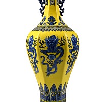 Large Chinese Glazed Ceramic Dragon Vase